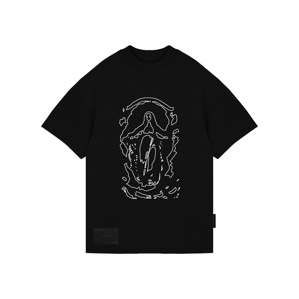 Undergold Gratia Plena Mary Embroidered Black T-Shirt