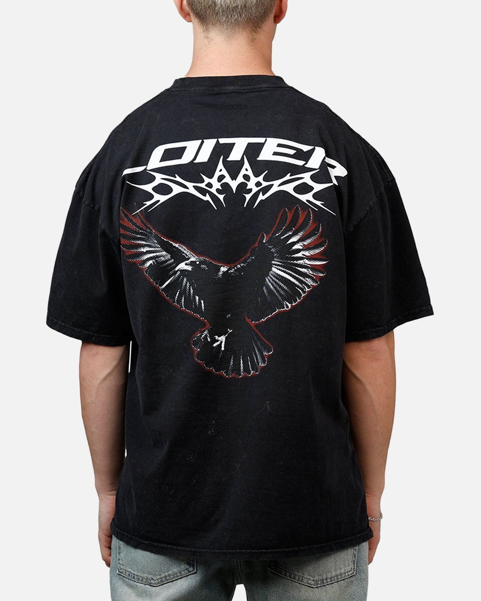 Loiter Flight Black Acidwash T-Shirt