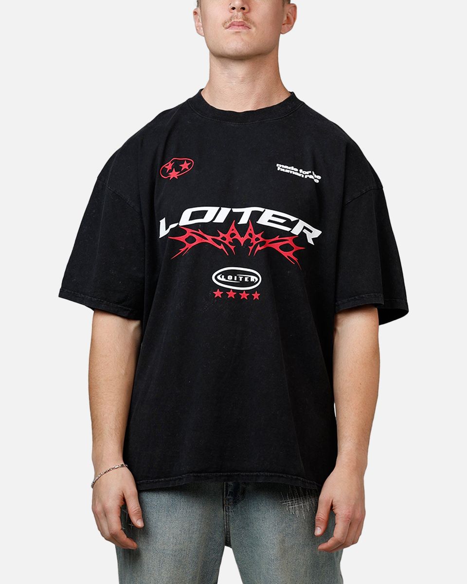 Loiter Flight Black Acidwash T-Shirt