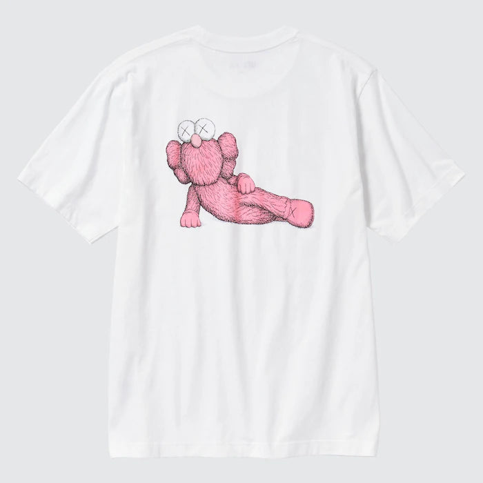 KAWS WHITE AND PINK T SHIRT (SLIMEYSOLES)