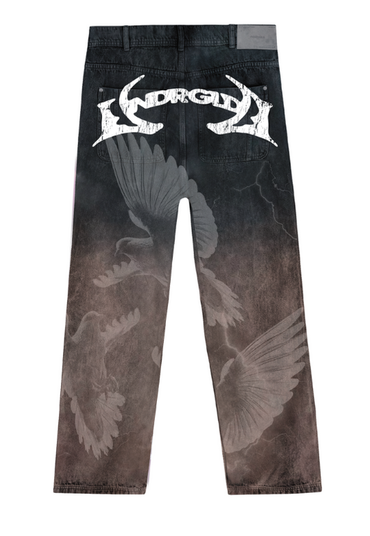 Undergold Thunder Rider Pigeons Wide Jeans (Rusty Black)